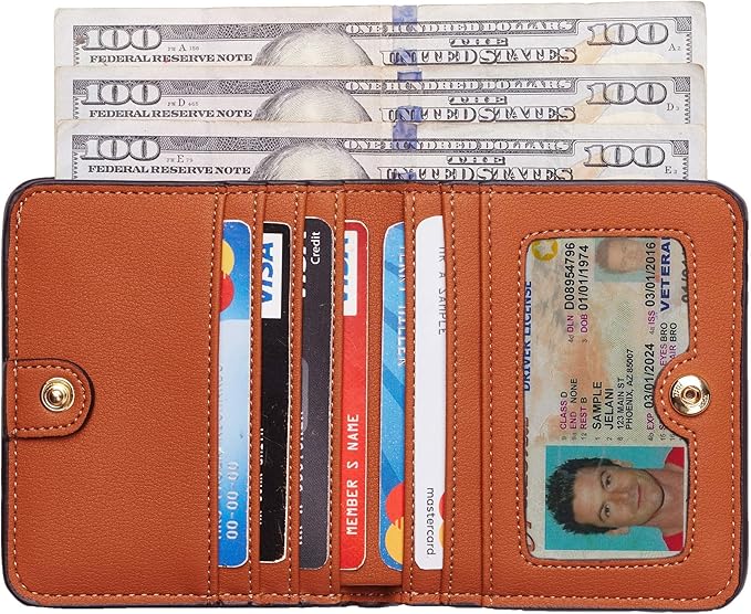 Toughergun Women’s Small Slim Leather Wallet with RFID Protection, Compact Bifold Mini Purse with Clear ID Window