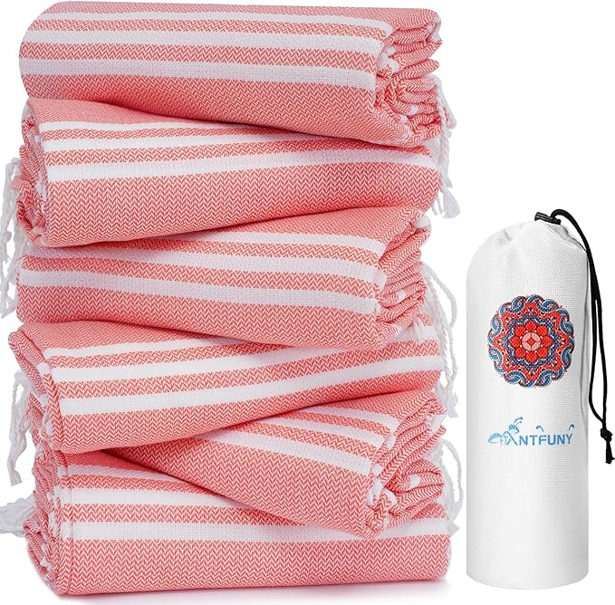 6 Pack Turkish Beach Towels Vacation Essentials Pool Towel for Women Birthday, Teacher Appreciation Thank You Gifts, Mothers Days Bridesmaid Bride Girlfriend Friendship Sister 40th Retirement Gift