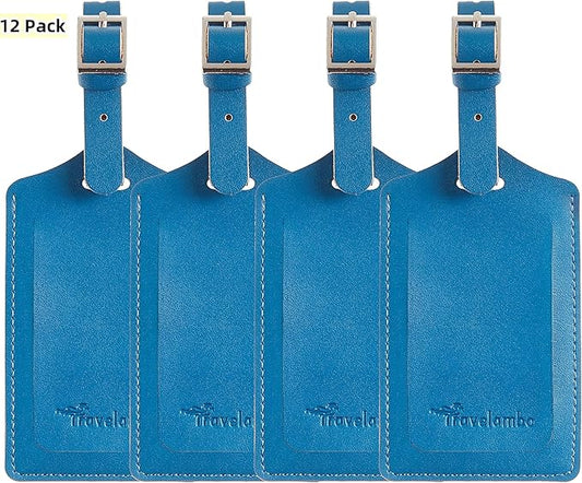 Travelambo Luggage Tags for Suitcases PU Leather Travel Tags Bag Tags Privacy Protection Travel Essentials