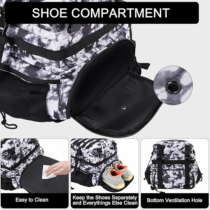 LHI Military Tactical Backpack for Men and Women 45L Army 3 Days Assault Pack Bag Large Rucksack with Shoe Compartment - Blue