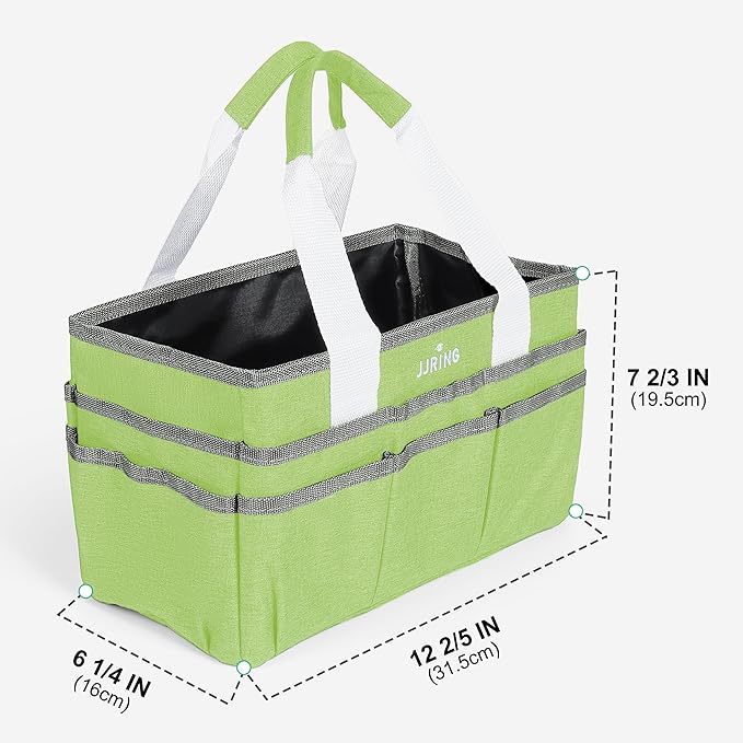 JJRING Craft Organizer Tote Bag, Art Storage Caddy with Multiple Pockets, Cyan Sewing Bag for Art, Craft, Scrapbooking, School, Medical, and Office Supplies Storage