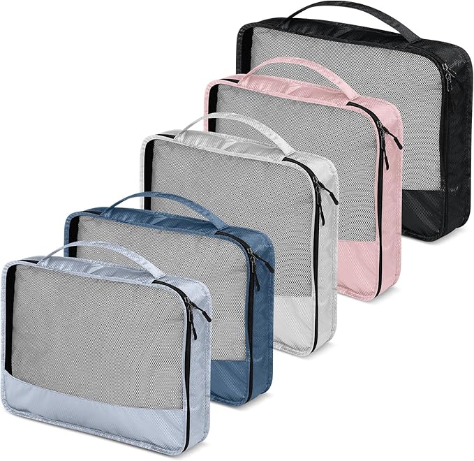 5 Pcs Packing Cubes for Suitcase Large Travel Cubes Carry on Luggage Organizer Bags for Clothes Accessories(Mixed,Morandi)