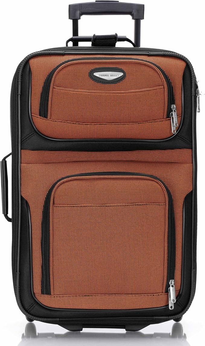 Travel Select Amsterdam Softside Expandable Luggage with Rolling Wheels, Orange, 21-Inch Carry-on