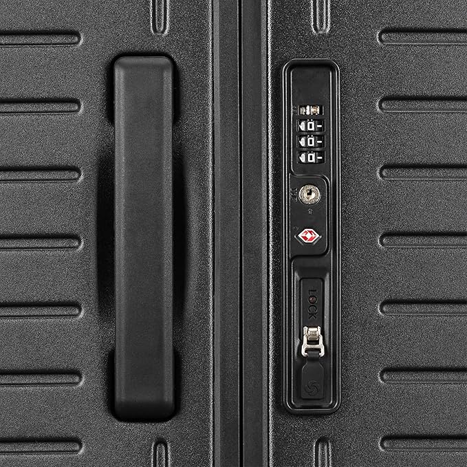 Samsonite Framelock Max Hardside Luggage with Spinner Wheels, Lightweight zipper-less (Asphalt Black, Large Spinner)