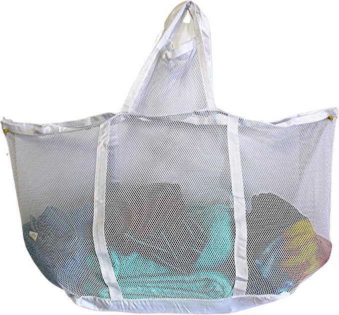 Large Soft Nylon Mesh Laundry Basket with Handles Portable and Collapsible For Dirty and Clean Laundry Home Travel College Dorm Also Ideal For Toys and Sporting Goods