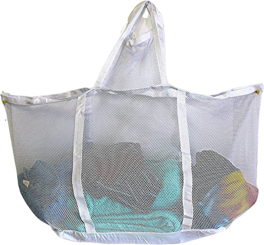 Large Soft Nylon Mesh Laundry Basket with Handles Portable and Collapsible For Dirty and Clean Laundry Home Travel College Dorm Also Ideal For Toys and Sporting Goods