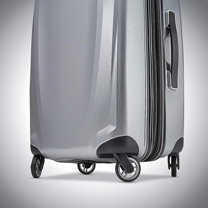Samsonite Winfield 3 DLX Hardside Expandable Luggage with Spinners, Silver, Checked-Medium 25-Inch