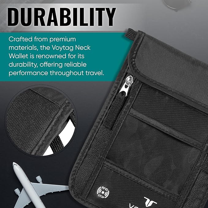 Ultra-Slim Comfort Neck Wallet & Passport Holder - RFID-Protected, Stylish Travel Pouch for Men & Women (Grey)