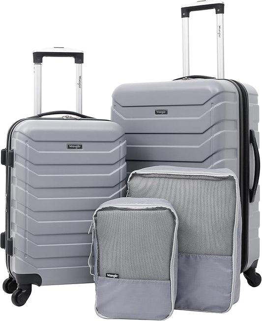 Wrangler 4 Piece Miami Luggage and Packing Cubes Set, Sharkskin