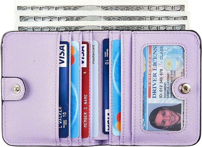Toughergun Women’s Small Slim Leather Wallet with RFID Protection, Compact Bifold Mini Purse with Clear ID Window