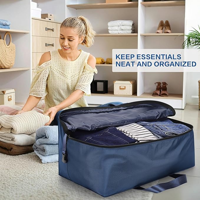 Hafmall Extra Large 120L Foldable Duffel Bag for Travel, Waterproof Weekend Overnight Bag, Large Collapsible Storage Bag for Moving, Camping (Blue)