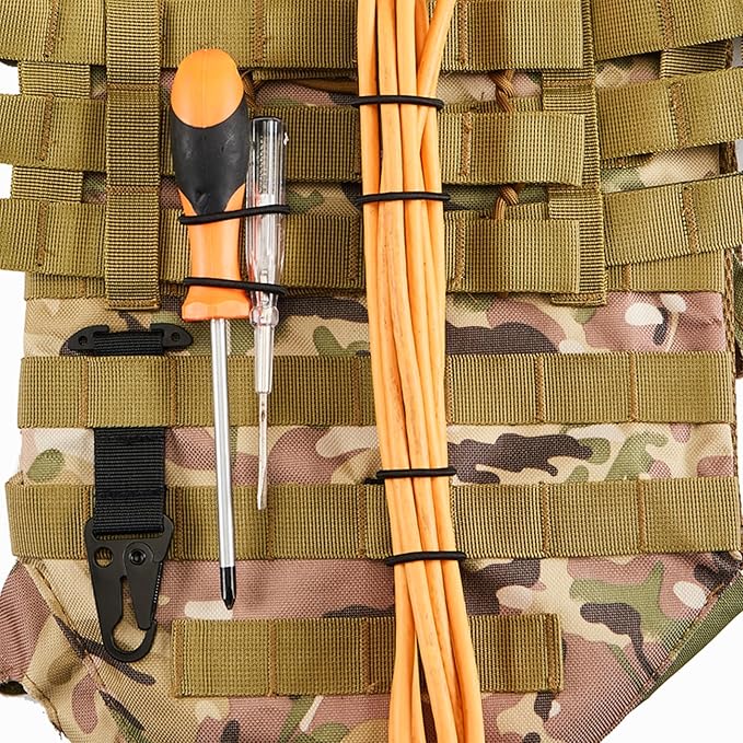 15 Pack Molle Attachments, Molle Webbing Binding Ribbon, Tactical Gear Holder Clip, Backpack Accessories, Molle Web Dominator Elastic Strings Buckle, Multipurpose Tactical Bag Accessories