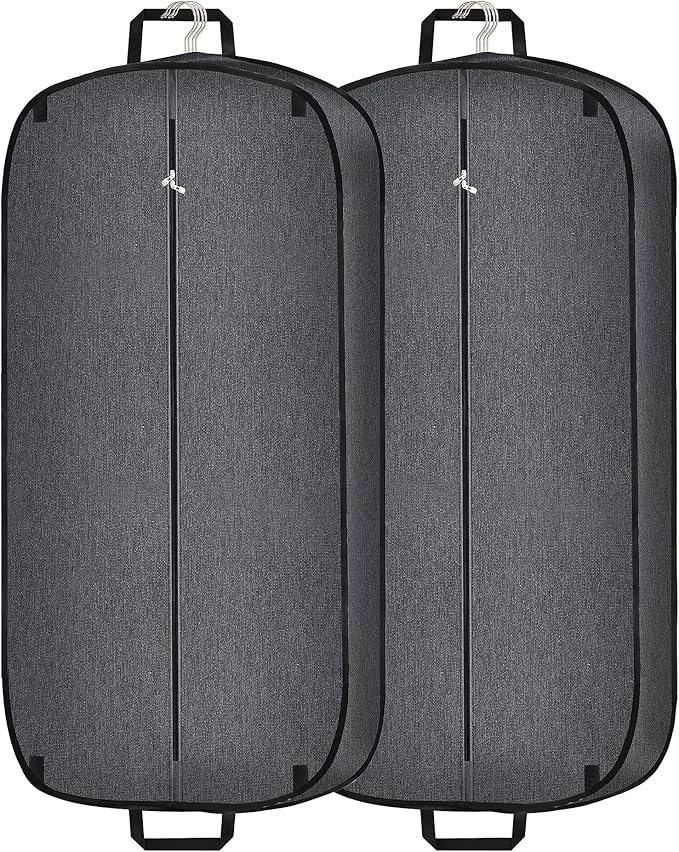 Limoomil Heavy Duty Waterproof Garment Bag for Travel, Tear Resistance Suit Bag for Men Travel for Suits, Tuxedos, Coats, Uniform. 42 inch, Darkgrey, 2 Pack.…