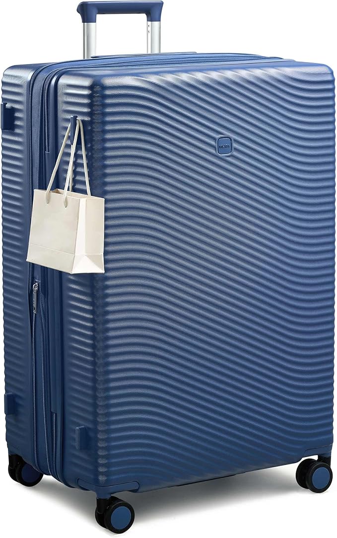 MILADA 28 Inch Large Expandable Checked Luggage - Hardshell Spinner Suitcase with 8 Wheels, TSA Lock, Durable PC Shell, Lightweight Extra Large Capacity for Extended Travel, Interstellar Blue