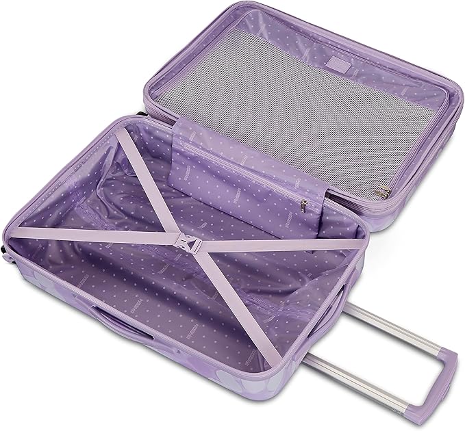 American Tourister Moonlight Hardside Expandable Luggage with Spinner Wheels, Lavender Maze, Checked-Medium 24-Inch