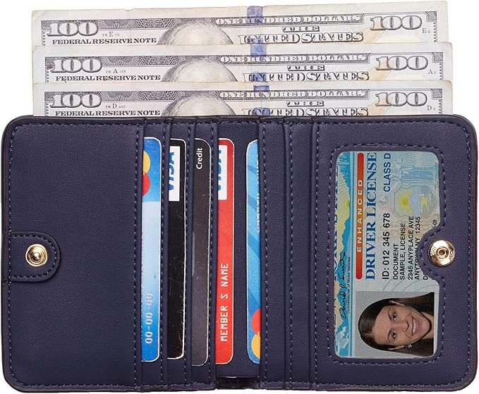 Toughergun Women’s Small Slim Leather Wallet with RFID Protection, Compact Bifold Mini Purse with Clear ID Window