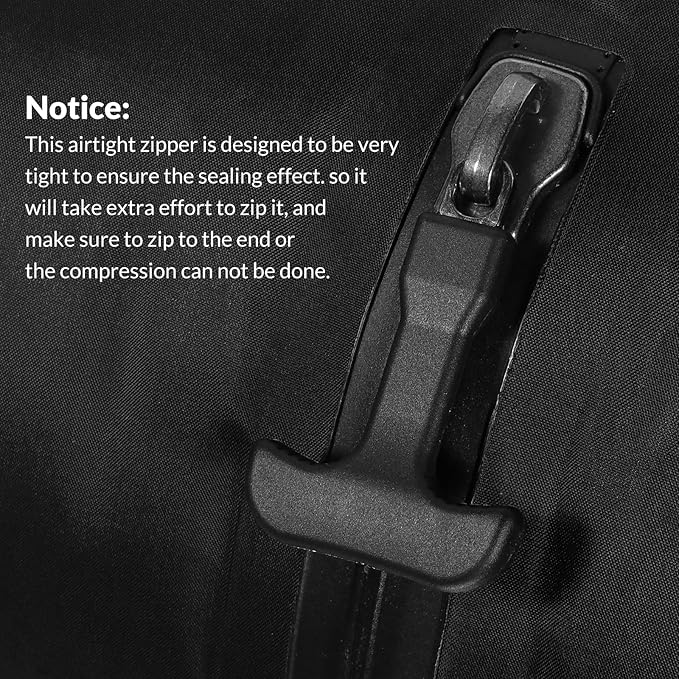 Reusable TPU Travel Vacuum Compression Bags - Waterproof Space Saver Bags for Luggage, Suitcase, Backpack, Storage Organizer (No Pump Required, 2 Pack, Black)
