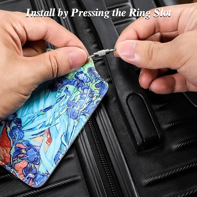 Luggage Tags for Suitcases, 2 Pack Cute PU Leather Luggage Tag TSA Approved with Stainless Steel Loop and Address Card Baggage Tag for Travel&Hotel Stays&Cruise Ships&Shipping and Mailing