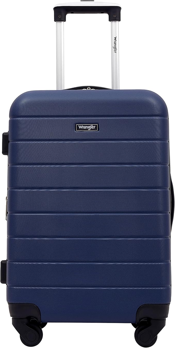 Wrangler Smart Spinner Hardside Luggage, 2 Piece Set, Navy Blue