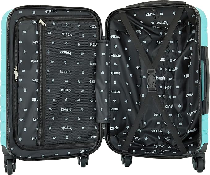 kensie 22" Peonies Hardside Carry-On Luggage with ID Tag, Pool Blue
