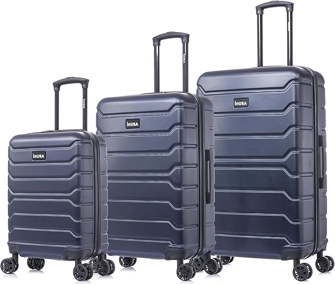 InUSA TREND Luggage with Spinner Wheels | Durable Lightweight Hardshell SuitcaseTravel sets with Handle and Trolley | (20in 24in 28in) 3 Piece Set | Blue