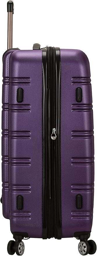 Rockland Melbourne Hardside Expandable Spinner Wheel Luggage, Purple, Checked-Large 28-Inch