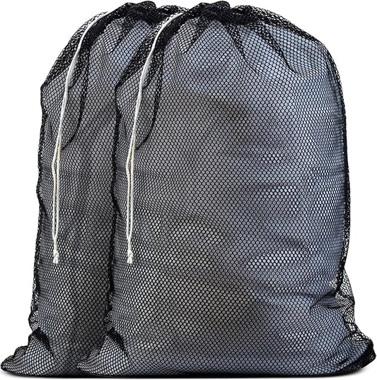 Handy Laundry Mesh Laundry Bags XL 24" x 36" – 2 Pack Heavy Duty, Durable, Machine Washable Drawstring Bags for Delicates, Laundry Hamper Liner, College Dorm, Travel, Storage – Black