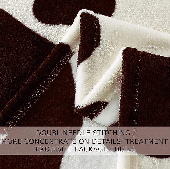 Fleece Cow Print Blanket King Size for All Season - Premium Lightweight Anti-Static Super Soft Cozy Plush Cow Blankets for King/Calking Bed,90" x 108"(Brown Cow)