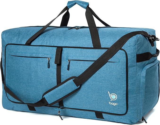 Bago Extra Large Duffle Bag for Travel Women & Men. Durable, Lightweight, Foldable Travel Duffel Bags For Traveling Women. 120L Duffle Bags Use As a Weekender Bag with Shoe Compartment, Checked Duffel