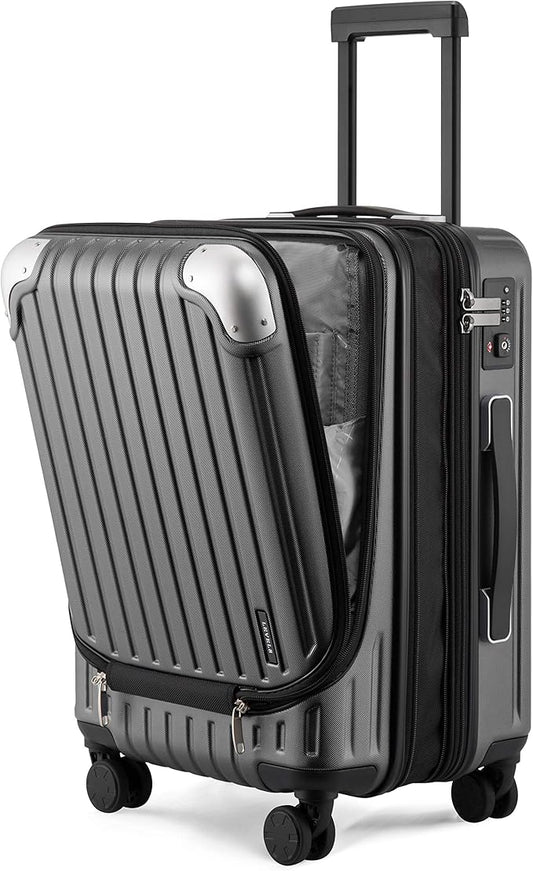 LEVEL8 Grace Carry on Luggage, 20 Inch Expandable Hard Shell Suitcase with Wheels, Abs+Pc Harshell Spinner Luggages with Tsa Lock, Travel Bag for Women Men, Grey