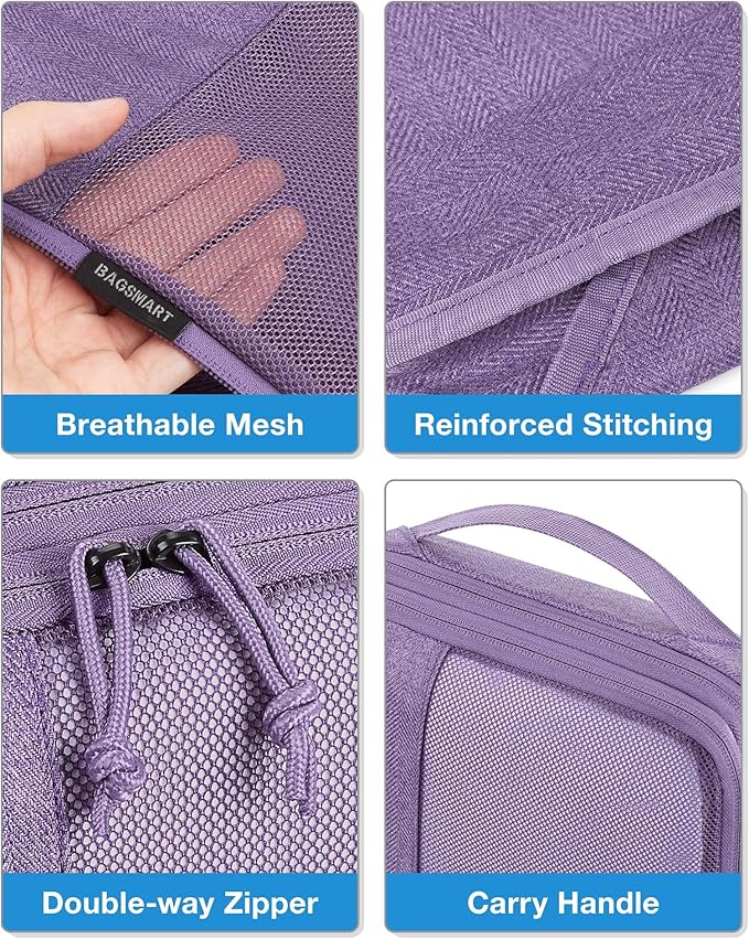 BAGSMART Compression Packing Cubes for Travel, 6 Set Packing Cubes for Carry on Suitcases, Compression Travel Cubes & Suitcase Organizer for Packing with Shoe Bag Navy Blue
