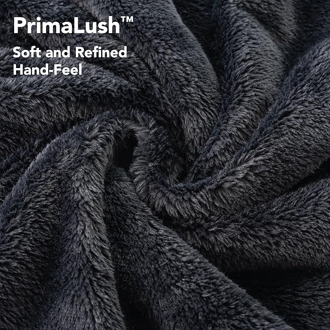 Berkshire Blanket Primalush™ Wearable Blanket, Cozy Loungewear Pocketed Plush Cape Wrap for Adults & Teens(Black, One Size 58"X64")