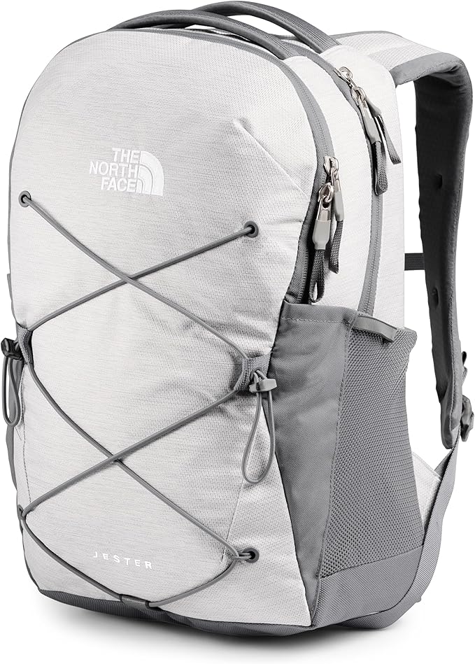 The North Face Women's Jester Everyday Laptop Backpack - Commuter Travel Bag, Laptop Sleeve, Water-Repellent, TNF White Metallic Mélange/Mid Grey-NPF, One Size