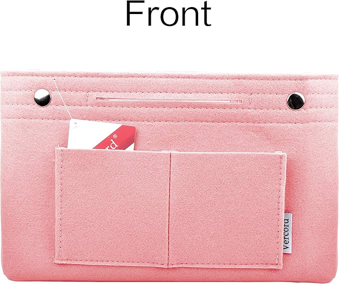 Vercord Felt Purse Tote Organizer Insert Divider Inside Handbag for Women Medium Pink