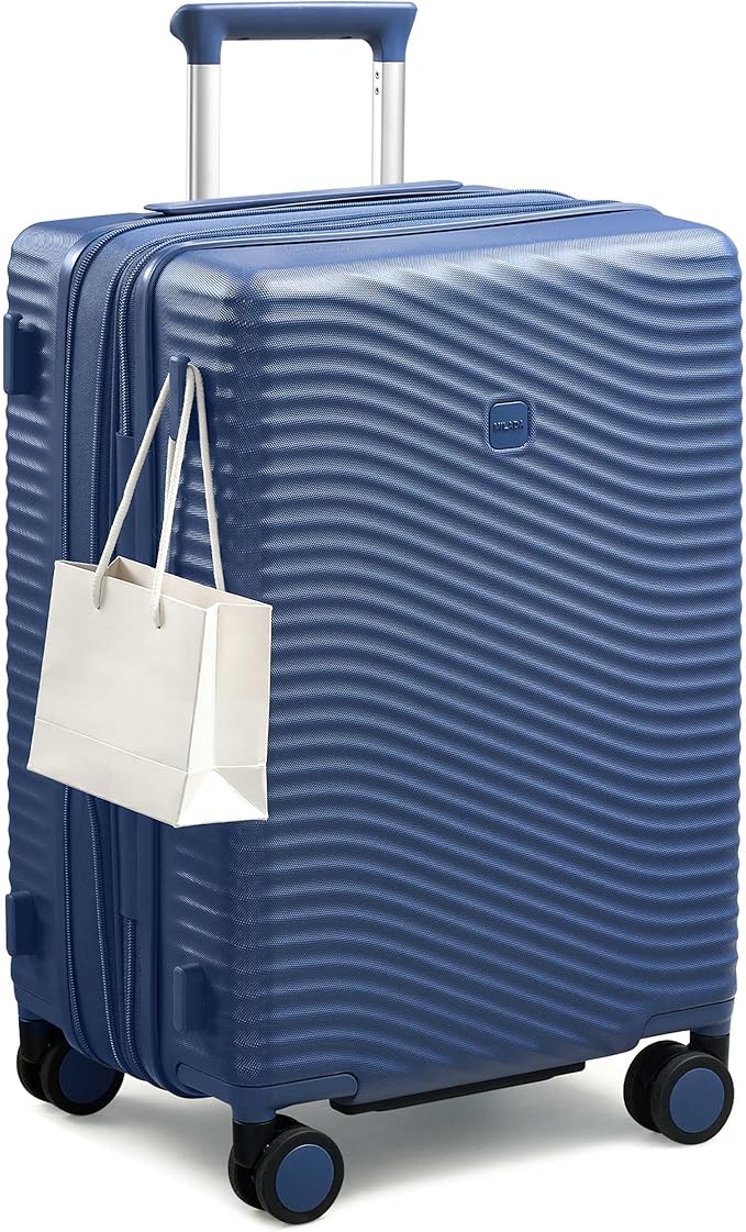 MILADA 24 Inch Expandable Checked Luggage - Hardshell Suitcase with Wheels, TSA Lock, Durable PC Shell, Checked Baggage, Lightweight & Scratch-Resistant, Interstellar Blue