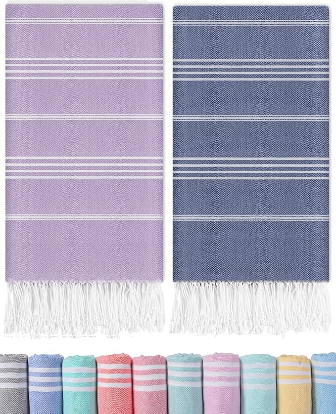 Antfuny 2 Packs Turkish Beach Towels Bathroom Pool Towel Adult Oversized Quick Dry Lightweight No Sand Extra Large Cloud Boho Bath Accessories Summer Vacation Must Haves Surf Equipment Essentials