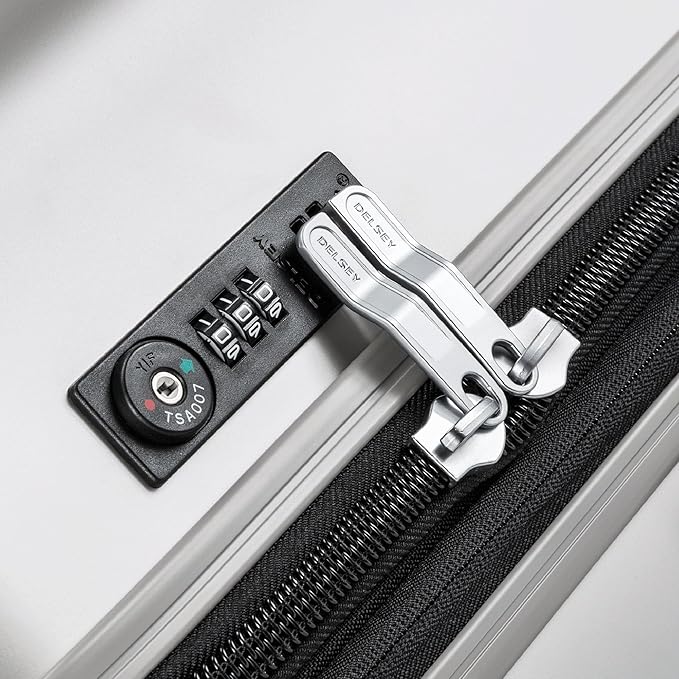 DELSEY PARIS Titanium Hardside Expandable Luggage with Spinner Wheels Checked Luggage, Silver, Checked-Medium 25 Inch