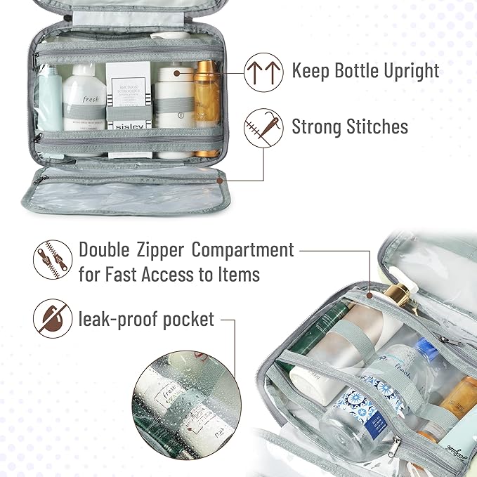 Ms. Pen- Travel Toiletry Bag Organizers, Black, Makeup Travel Bag for Toiletries with Hanging Hook, Water-Resistant