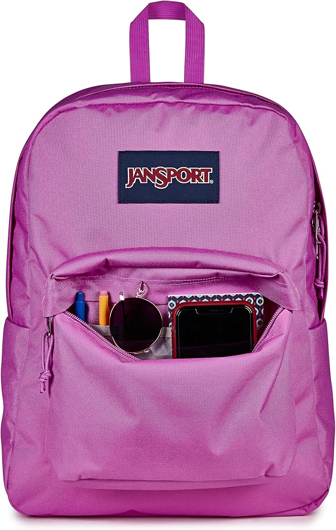 JanSport SuperBreak One Backpack - Durable, Lightweight Bag with 1 Main Compartment, Front Utility Pocket with Built-in Organizer, Premium Backpack, Digital Fuchsia