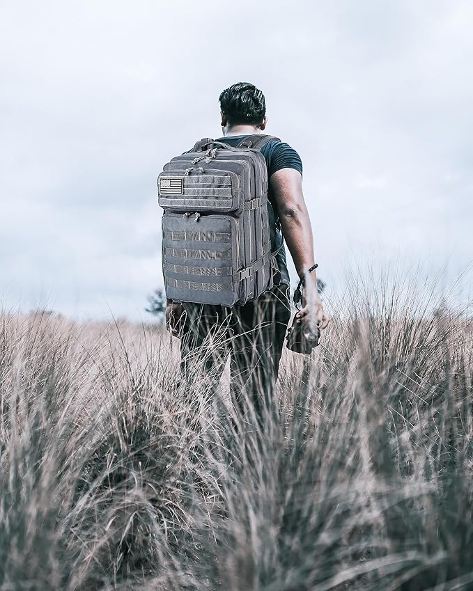 LHI Military Tactical Backpack for Men and Women 45L Army 3 Days Assault Pack Bag Large Rucksack with Molle System - Grey