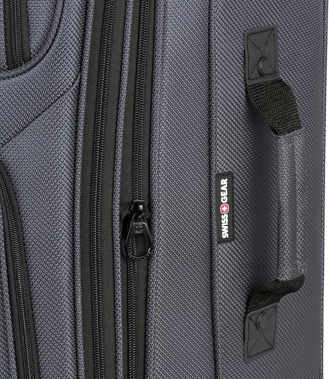 SWISSGEAR Sion Softside Expandable Spinner Luggage Durable Lightweight Travel Suitcase, Dark Grey, Checked-Medium 25-Inch