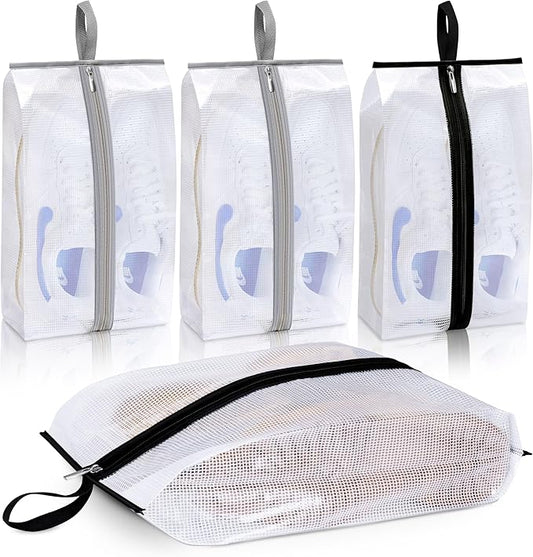 MISSLO Waterproof Shoe Bags for Travel 4 Pack XX-Large Shoe Storage Bag Clear Sneaker Pouch Portable Boots Organizer with Sturdy Zipper for Men & Women