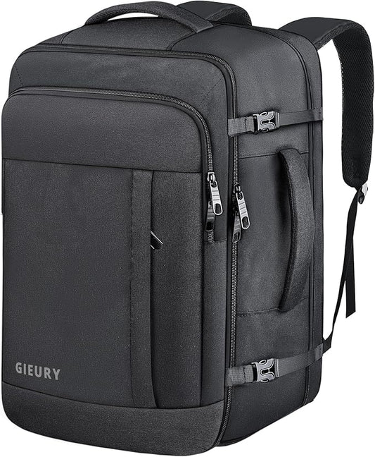 Carry On Backpack, 50L Travel Backpack, Luggage Backpack TSA Flight Approved Laptop Backpack for Men & Women, Large Expandable 40L Daypack Lightweight Business Weekender Bag, Black