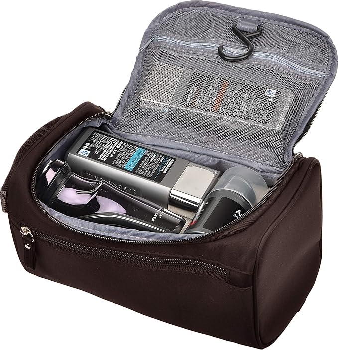 Vercord Mens Toiletry Bag Wash Travel Small Shaving Dop Kit Shower Bathroom Ditty Hygiene Bag Coffee