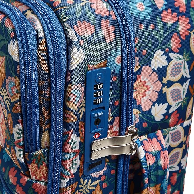 Vera Bradley Women's Softside Rolling Suitcase Luggage, Enchanted Mandala Blue, 22" Carry On