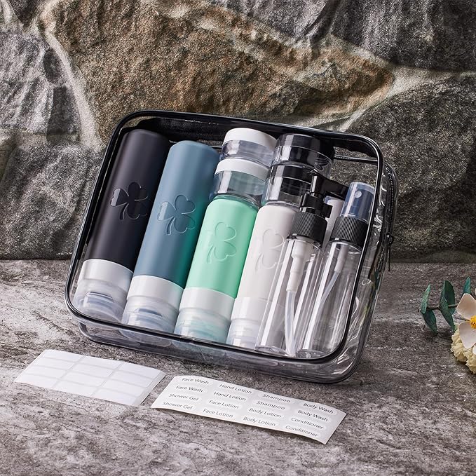 INSFIT 23 Pack Travel Bottles for Toiletries, TSA Approved Silicone Travel Size Toiletries with Toiletry Bag, BPA Free Leak Proof Refillable Travel Essentials for Liquids Shampoo Conditioner Lotion