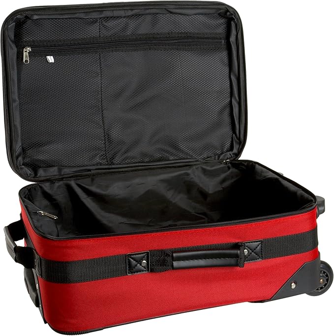 Rockland Journey Softside Upright Luggage Set,Expandable, Red, 4-Piece (14/19/24/28)
