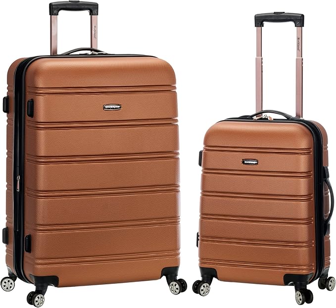 Rockland Melbourne Hardside Expandable Spinner Wheel Luggage, Brown, 2 Piece (20"/28")