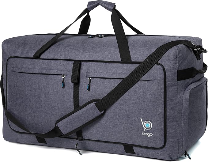 Bago Extra Large Duffle Bag for Travel Women & Men. Durable, Lightweight, Foldable Travel Duffel Bags For Traveling Women. 140L Duffle Bags Use As a Weekender Bag with Shoe Compartment, Checked Duffel
