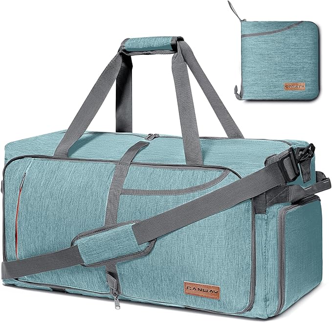 Canway 115L Travel Duffel Bag, Foldable Weekender Bag with Shoes Compartment for Men Women Water-proof & Tear Resistant